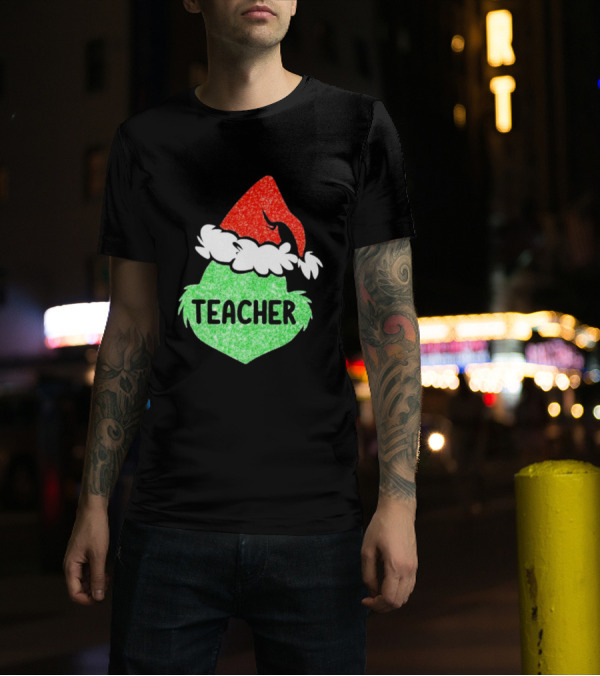 Santa Grinch Hat Teacher Christmas Holiday T-Shirt