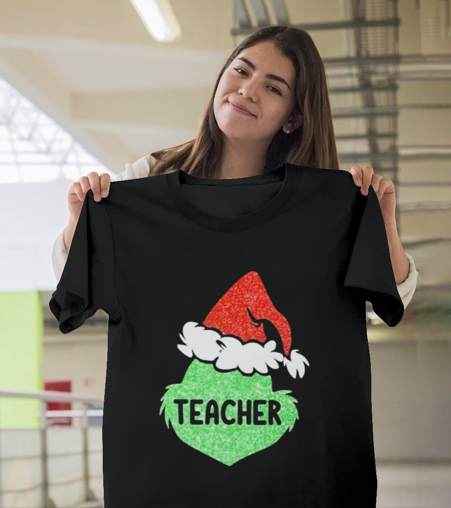 Santa Grinch Hat Teacher Christmas Holiday T-Shirt