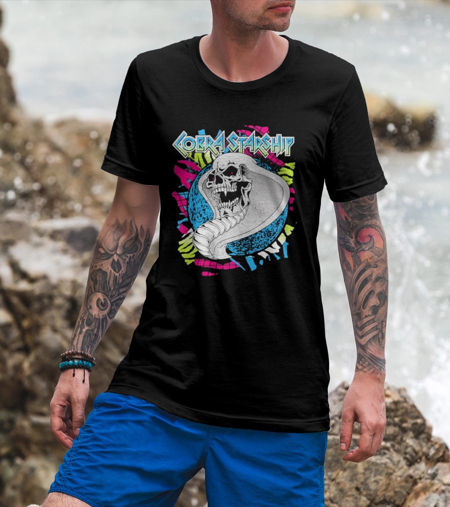 Cobra Starship Skull Cobra Neon Colors T-Shirt