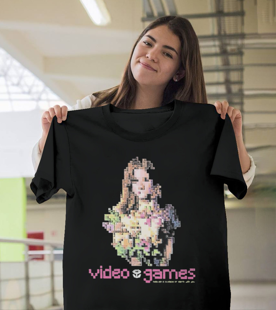 Video Games Heaven Is A Place On Earth With 8-Bit Pixel Art Girl T-Shirt