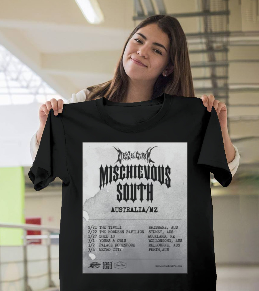 Denzel Curry Mischievous South Australia NZ Tour 2025 Australia New Zealand Tour Dates T-Shirt