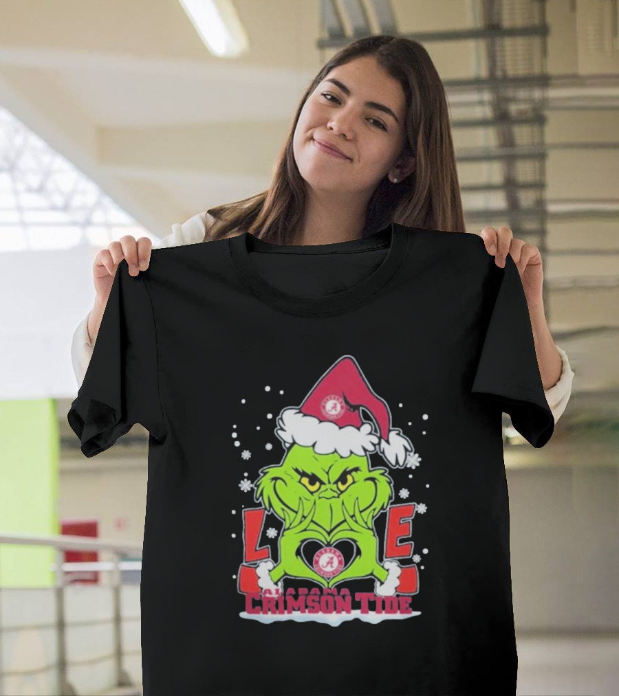 The Grinch Love Crimson Tide Alabama Football Christmas T-Shirt