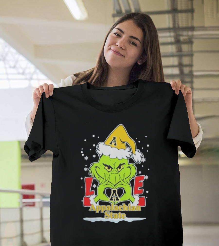 The Grinch Love Appalachian State Christmas Football T-Shirt