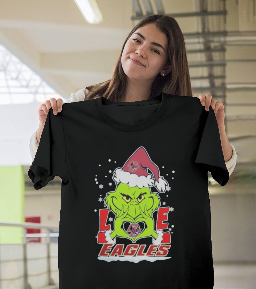 The Grinch Love Boston College Eagles Christmas Football T-Shirt