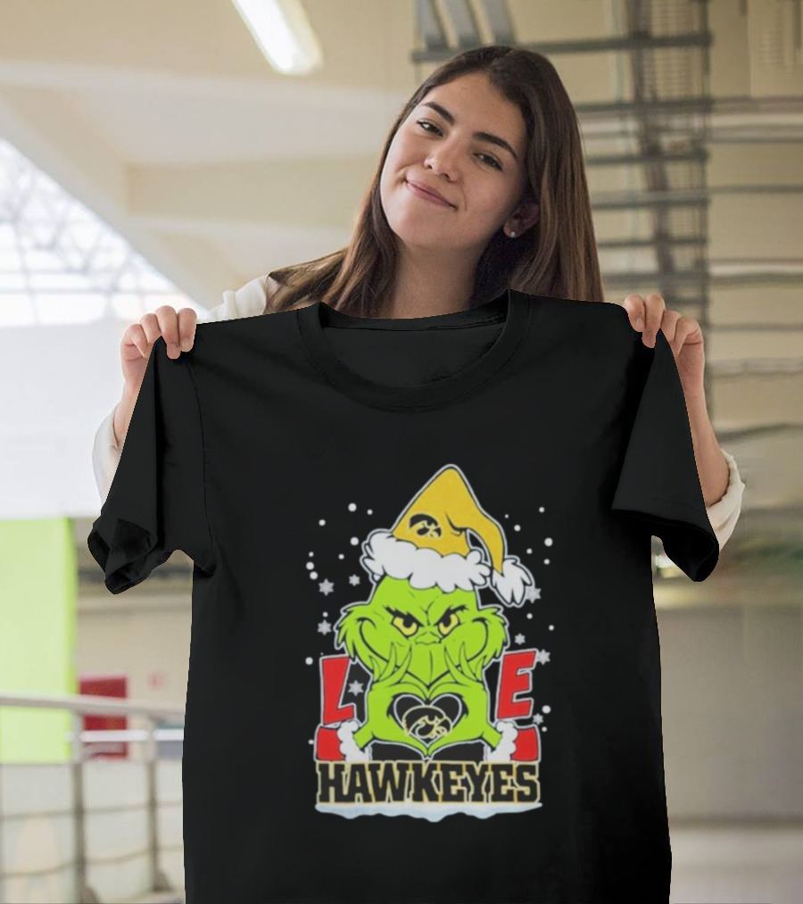 Grinch Love Hawkeyes Christmas Iowa Hawkeyes Football T-Shirt