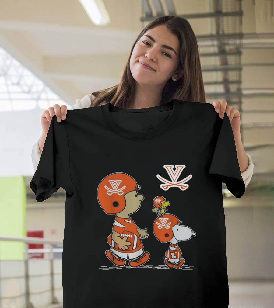 Charlie Brown Snoopy Woodstock Virginia Cavaliers Football T-Shirt