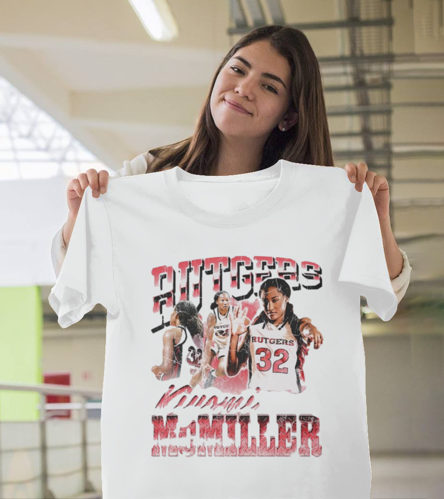 Rutgers Scarlet Knights Kiyomi McMiller 90s Retro Basketball Action 32 T-Shirt