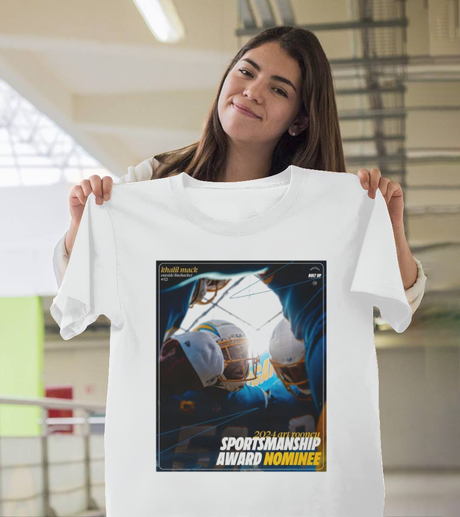 Los Angeles Chargers Khalil Mack Outside Linebacker 2024 Art Rooney Sportsmanship Award Nominee Charged Up Team Spirit T-Shirt