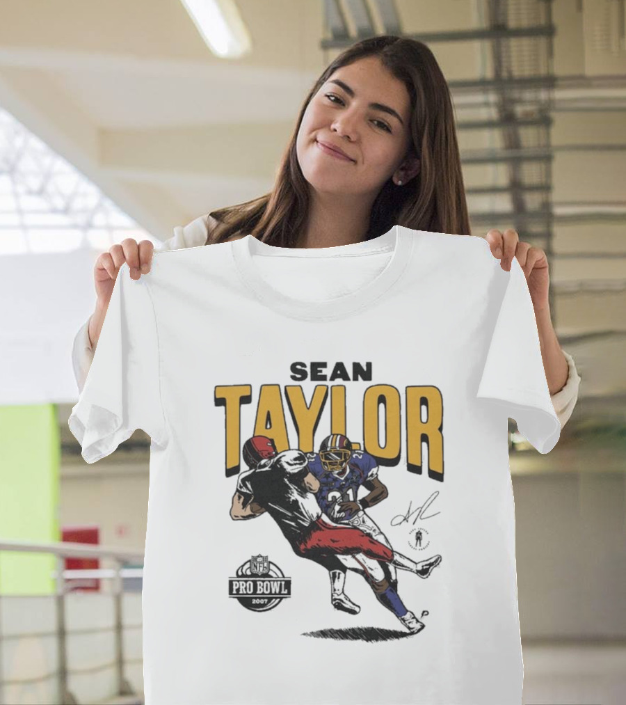 Sean Taylor NFL Pro Bowl 2007 Caricature Signature Washington Commanders T-Shirt