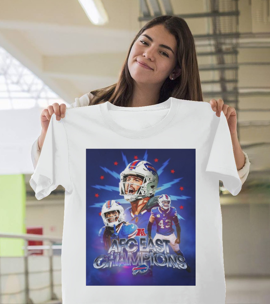 Buffalo Bills AFC East Champions 5th Consecutive Season Starburst Background T-Shirt