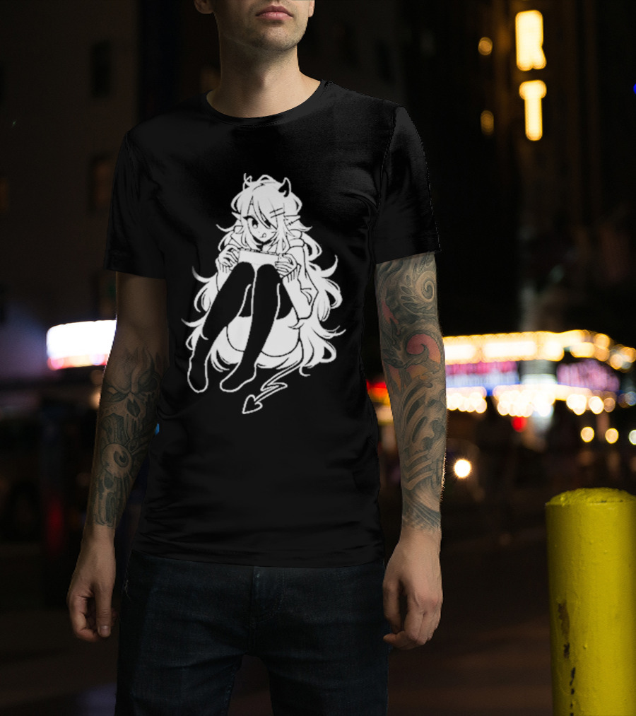 Meg Maybe Idk Anime Demon Girl Sitting With Heart Tail T-Shirt
