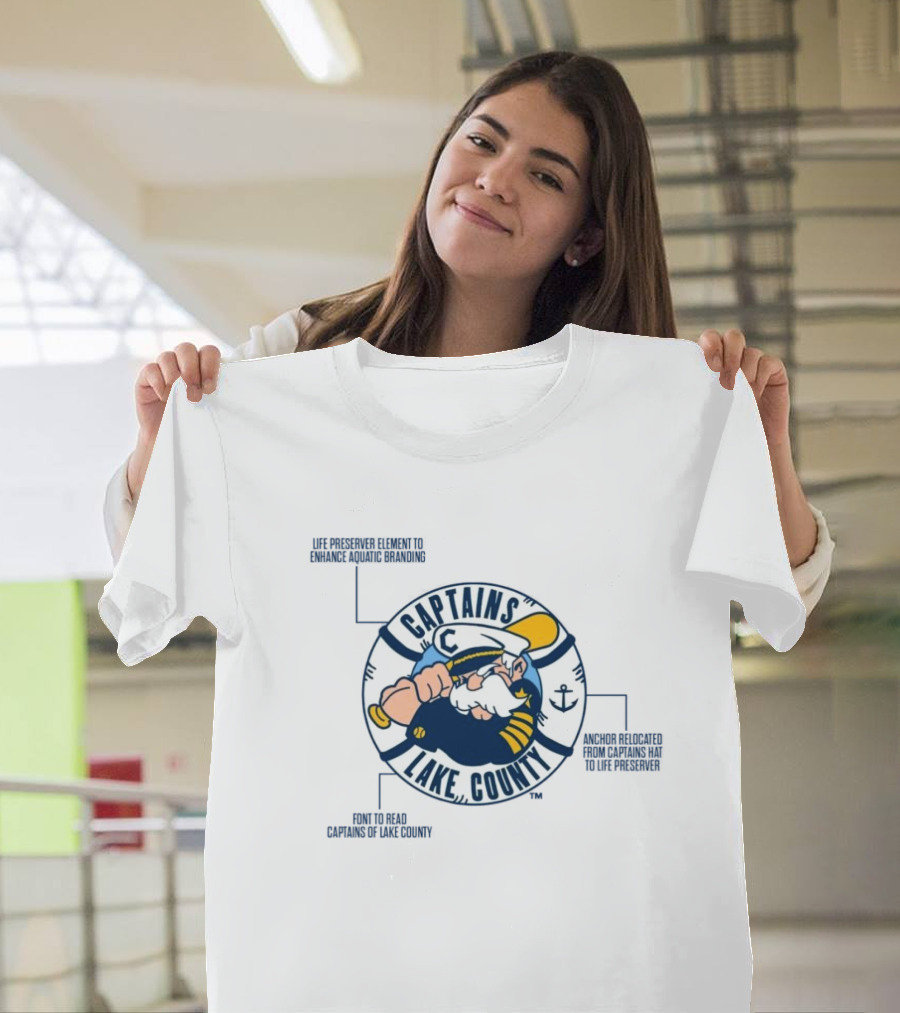 Captains Lake County Life Preserver Element Font Enhanced Aquatic Branding T-Shirt