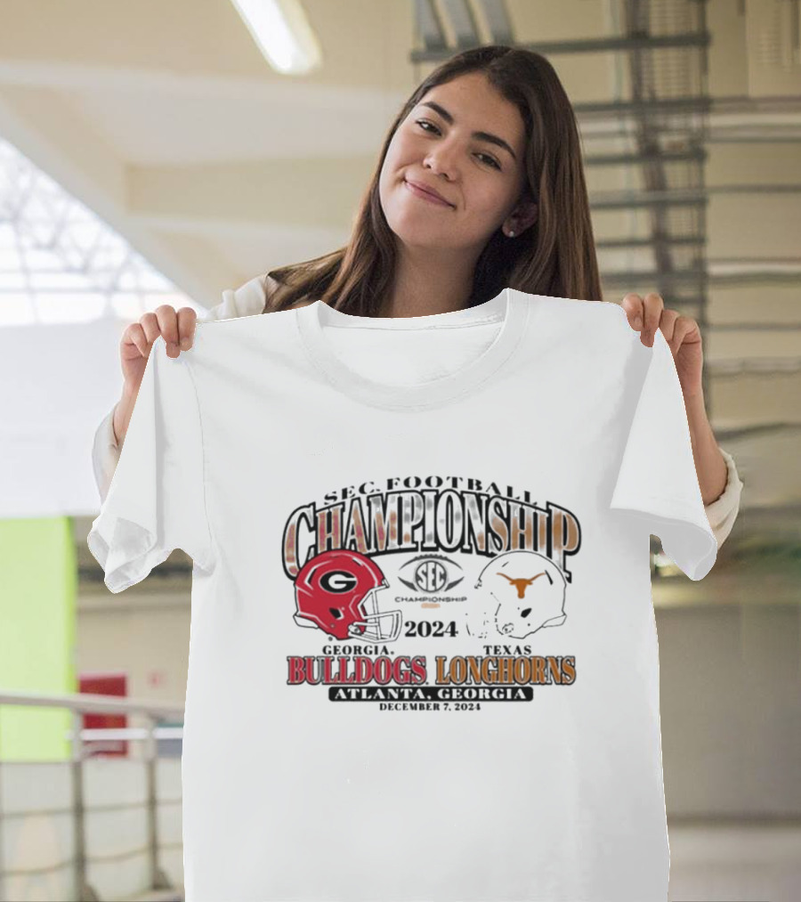 Georgia Bulldogs Vs Texas Longhorns SEC Football Championship 2024 Atlanta December 7 T-Shirt