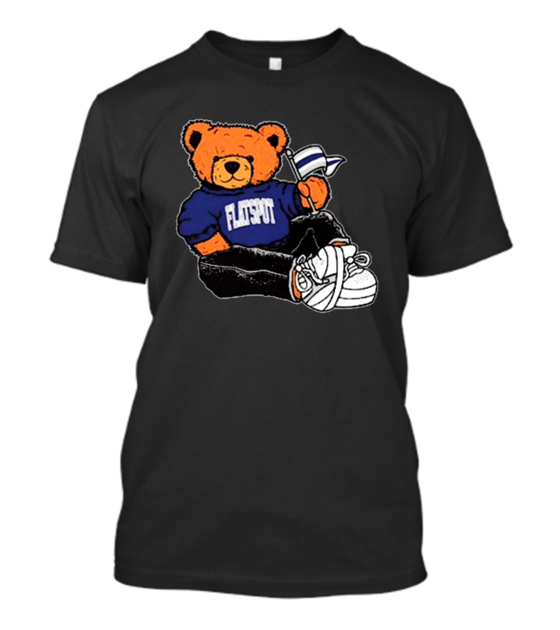 Flatspot Bear With Flag Sitting Down T-Shirt