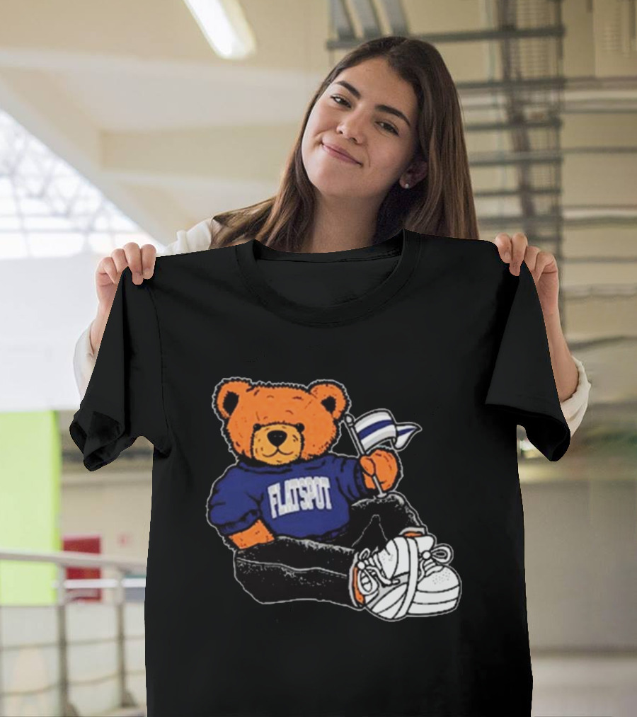 Flatspot Bear With Flag Sitting Down T-Shirt