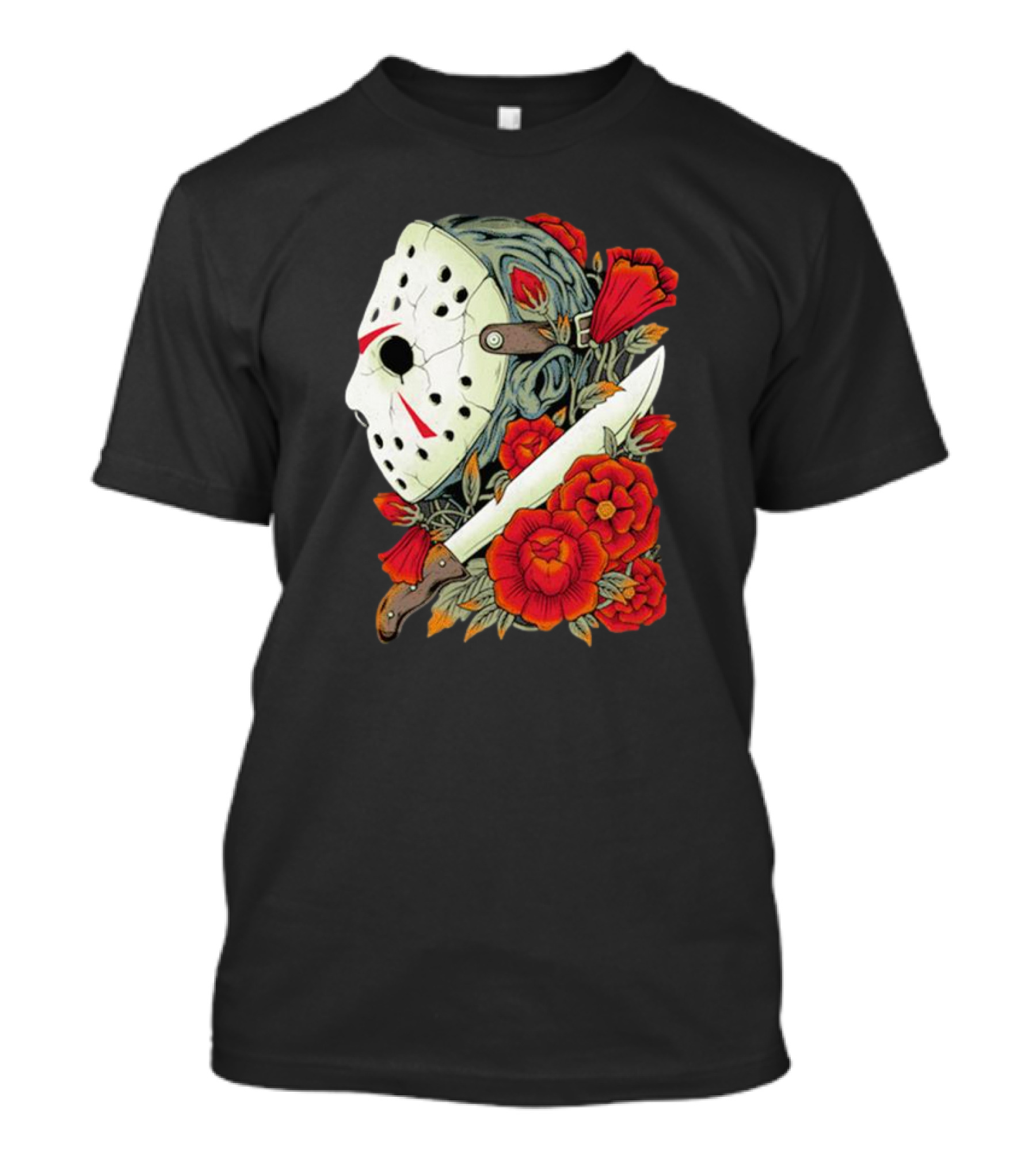Crystal Lake Counselor Camp Mask Floral Knife T-Shirt