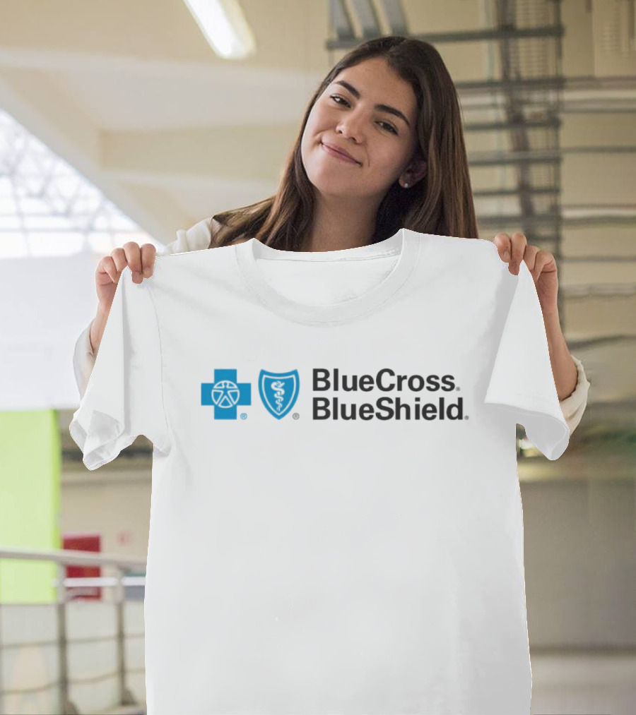 Blue Cross Blue Shield Logo With Connecticut New York Missouri Coverage T-Shirt