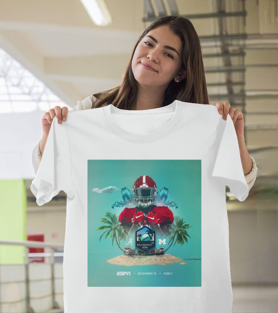 Alabama Crimson Tide vs Michigan Wolverines Reliaquest Bowl ESPN December 31 11:00 Iconic Football Showdown Tropical T-Shirt