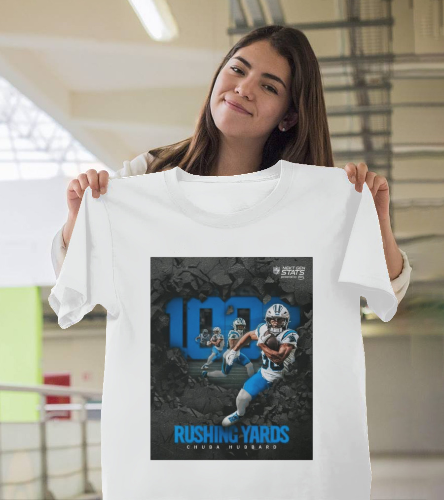 Carolina Panthers Chuba Hubbard 1000 Rushing Yards NFL Next Gen Stats T-Shirt