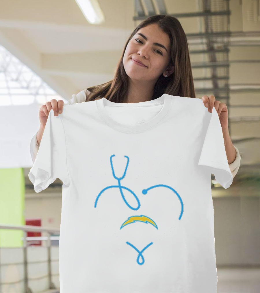 Los Angeles Chargers Nurse Heart Stethoscope T-Shirt