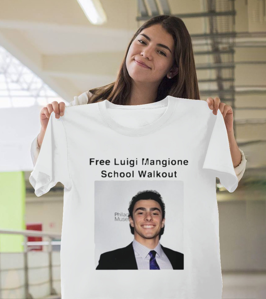 Free Luigi Mangione School Walkout Face Philadelphia Museum T-Shirt