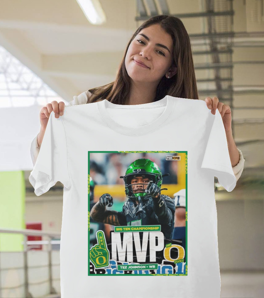 Oregon Ducks Tez Johnson WR Big Ten Championship MVP Football Gesture T-Shirt