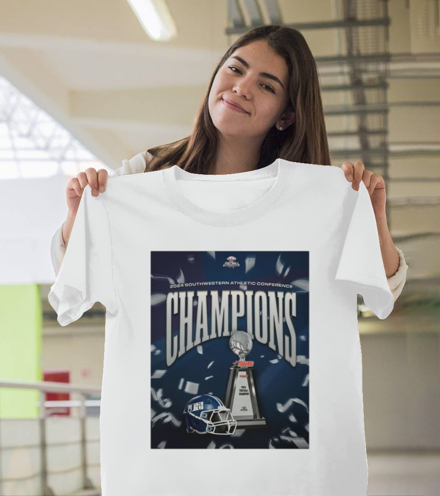 Jackson State University 2024 Southwestern Athletic Conference Champions Football Trophy Helmet T-Shirt