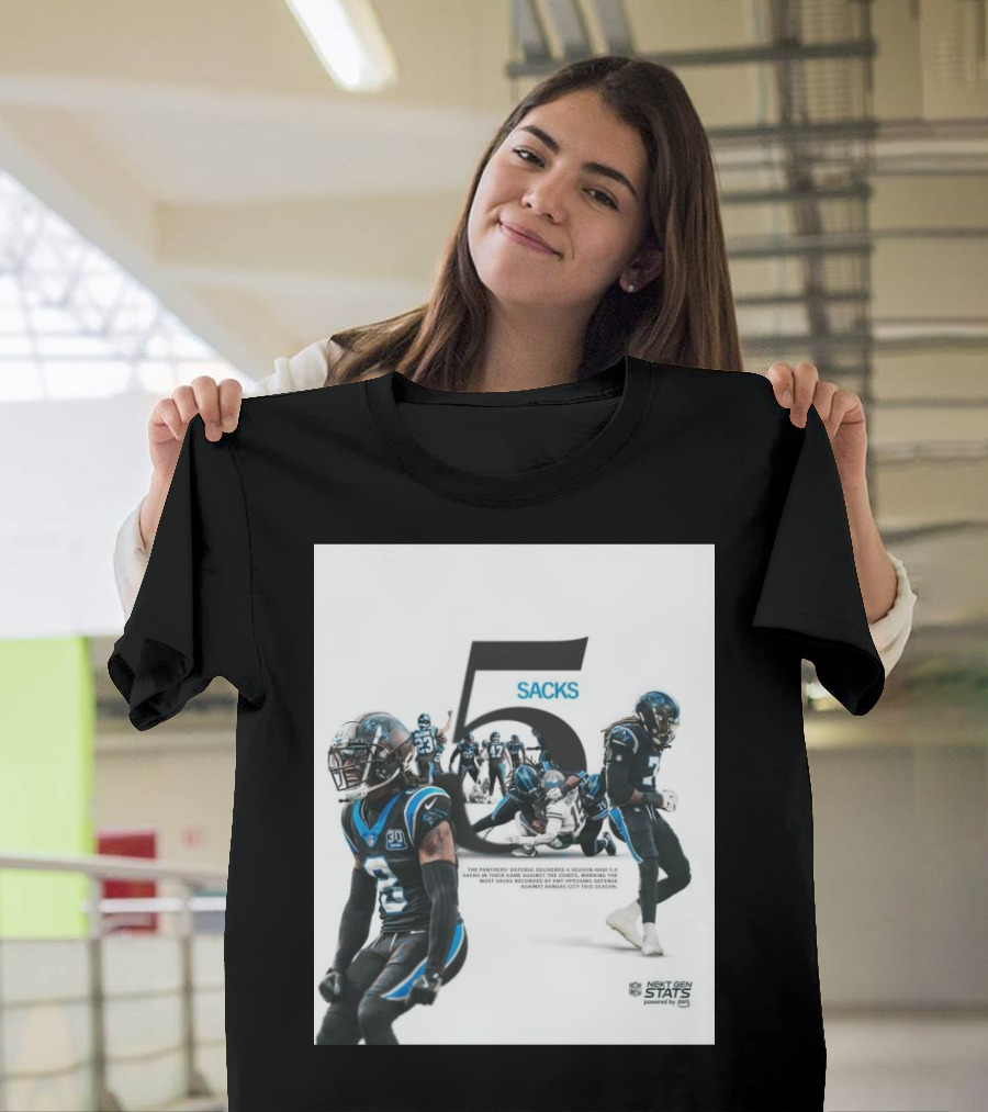 Carolina Panthers 5 Sacks Season-High Game Against Chiefs NFL Next Gen Stats T-Shirt