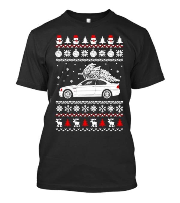 Snowmen Christmas Trees Snowflakes Reindeer BMW E30 Ugly Christmas T-Shirt