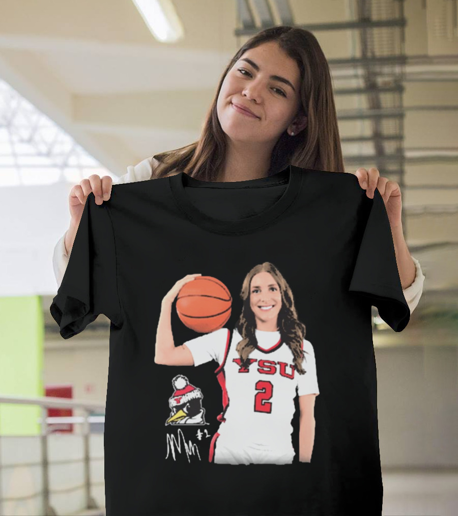 YSU Penguins Malia Magestro #2 Illustrated Signature Basketball Jersey T-Shirt