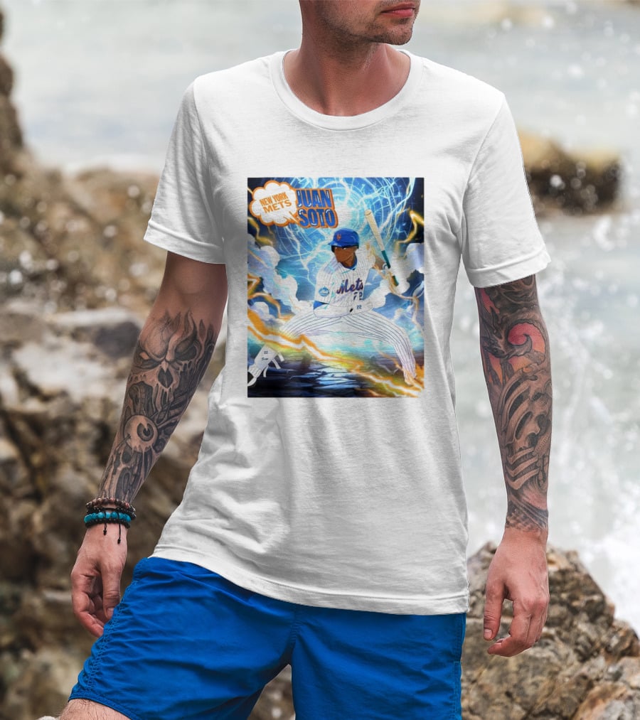New York Mets Juan Soto Baseball Lightning Adventure T-Shirt