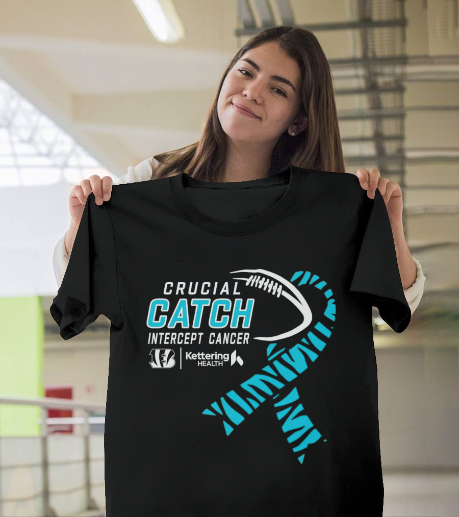 Crucial Catch Intercept Cancer Cincinnati Bengals Kettering Health Cyan T-Shirt