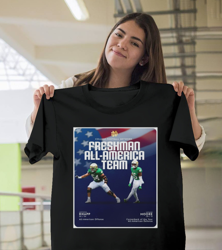 Anthonie Knapp Leonard Moore Notre Dame College Football Network Freshman All-America Team T-Shirt