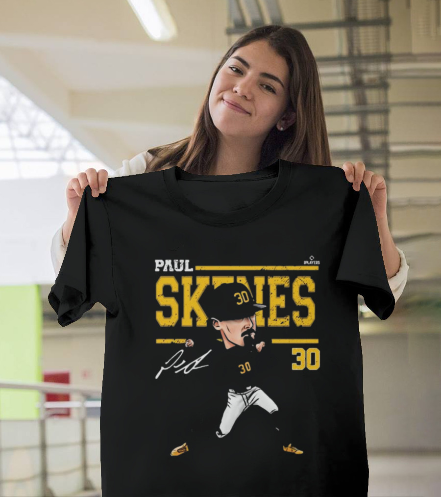PAUL SKENES #30 PLAYERS PITTSBURGH CARTOON SIGNATURE T-Shirt