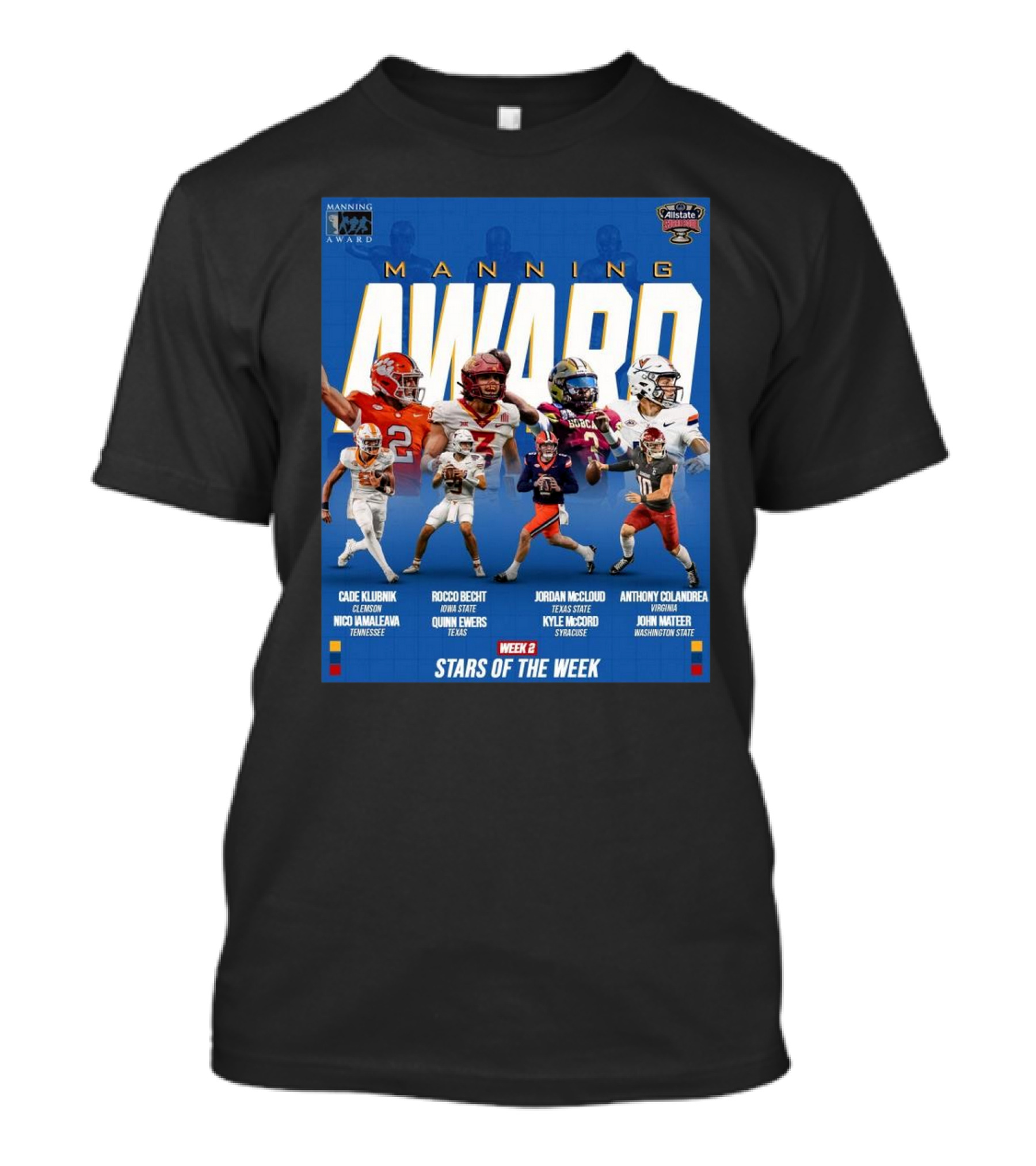 Manning Award Allstate Sugar Bowl Week 2 Stars Cade Klubnik Rocco Becht Jordan McCloud Anthony Colandrea T-Shirt