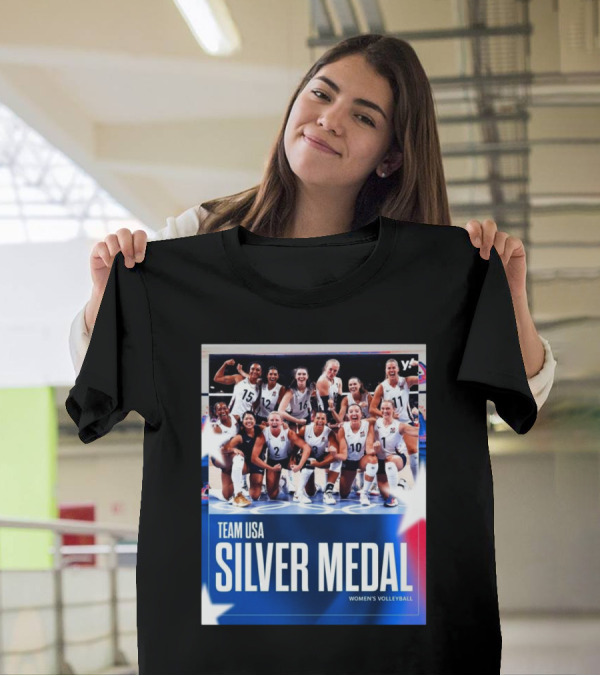 Team USA Silver Medal Women's Volleyball Olympic Paris T-Shirt