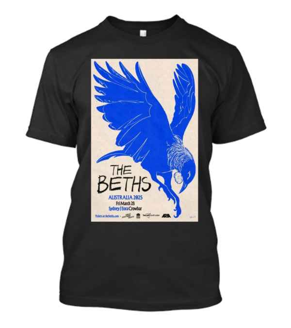 The Beths March 28 2025 Sydney Eora Crowbar Australia Blue Bird T-Shirt