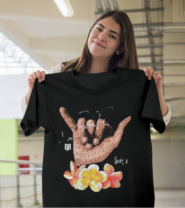 Shaka Hand Huskers Dylan Raiola Signature With Flowers And DR T-Shirt