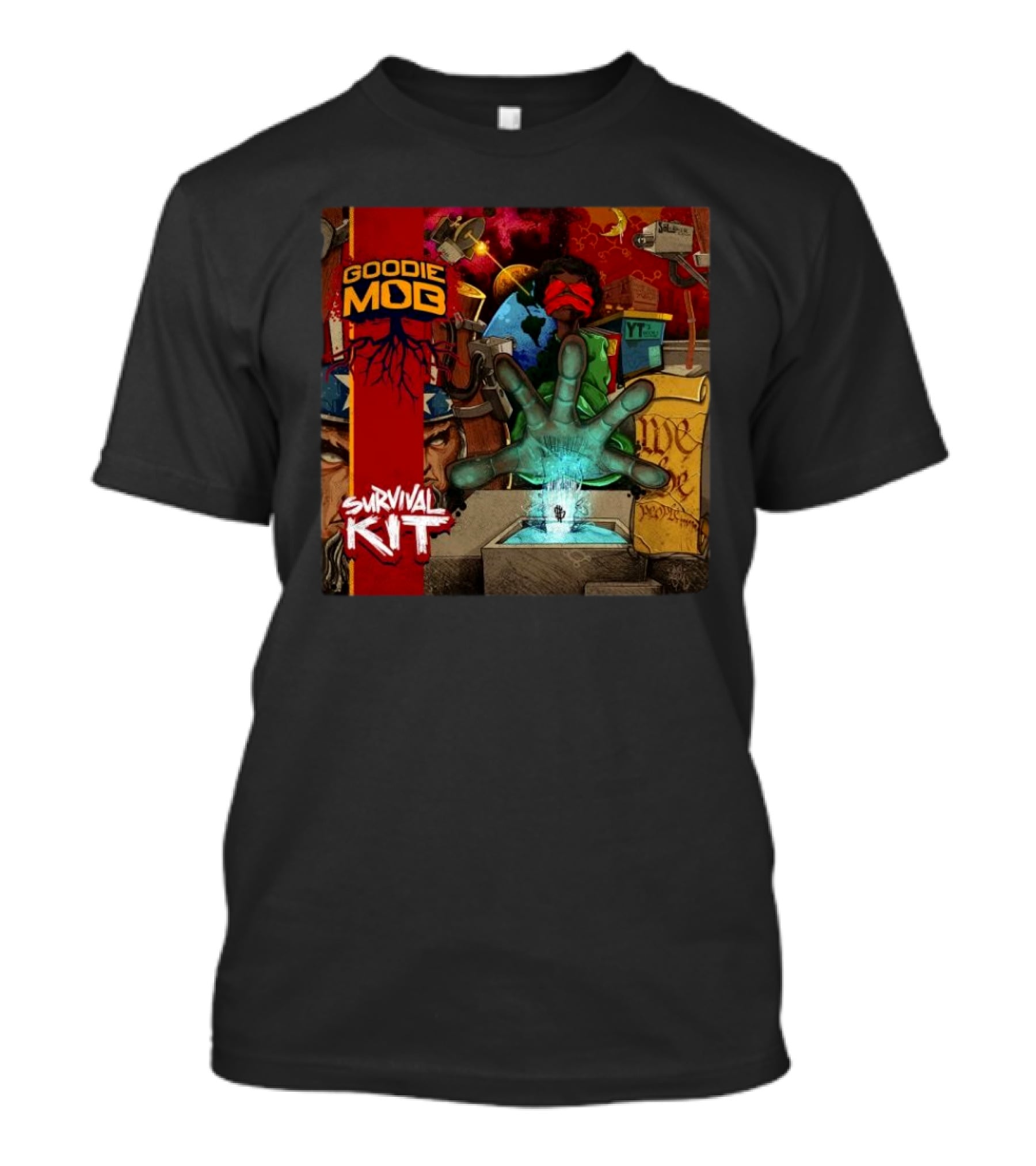 Goodie Mob Survival Kit Hand Album Art With Globe And Graffiti T-Shirt