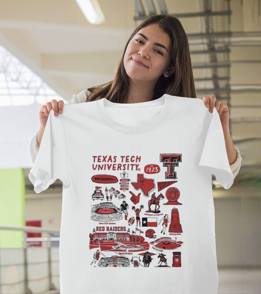 Texas Tech University Red Raiders Est 1923 Texas Spirit Impressions Artwork Icons T-Shirt