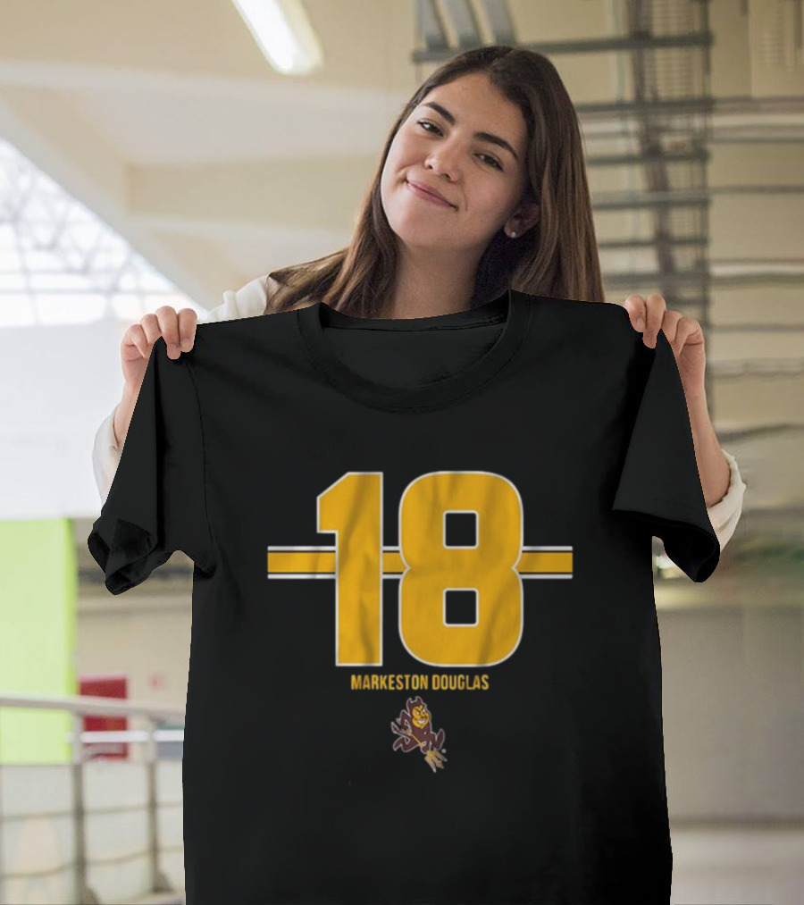 ASU Football Markeston Douglas 18 Stripe Sun Devil T-Shirt