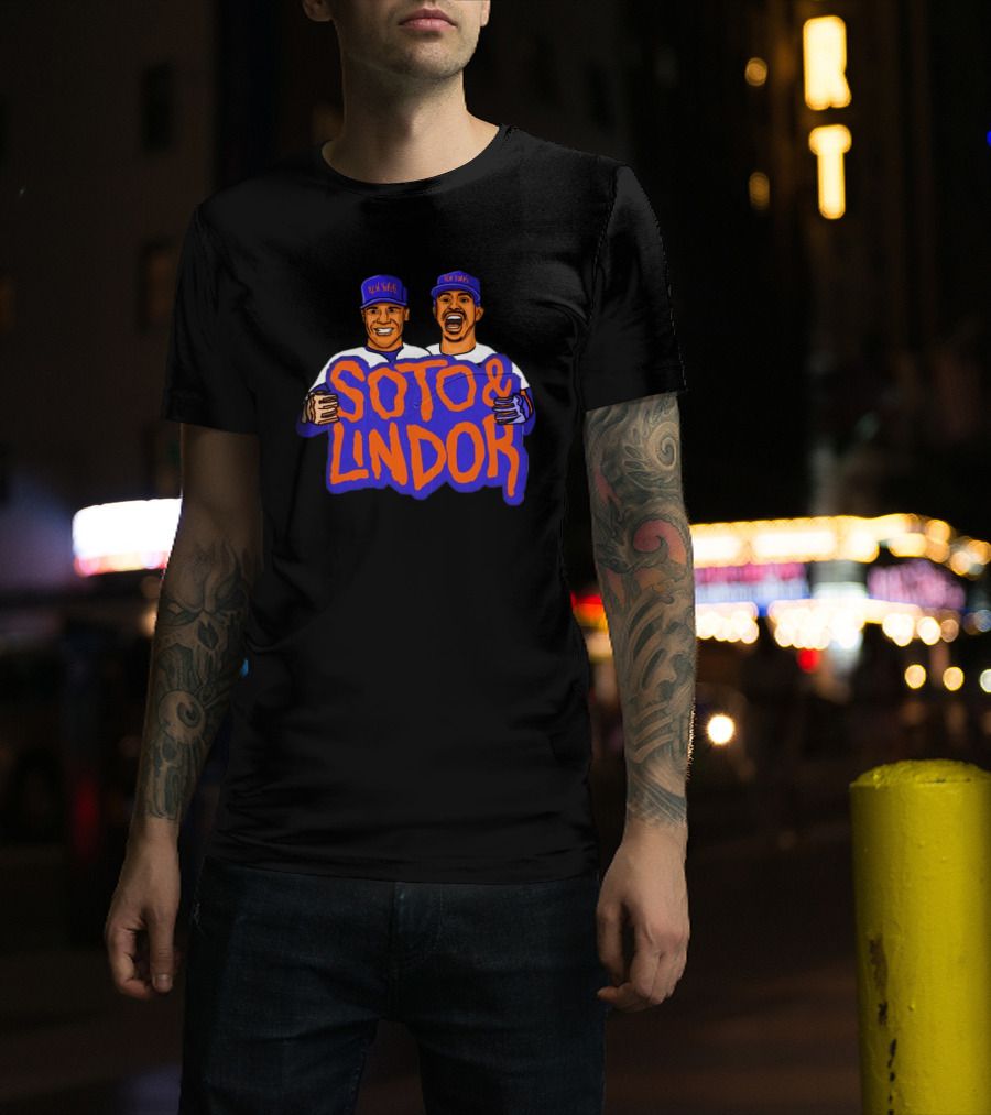 Soto And Lindor New York Mets MLB Caricatures T-Shirt
