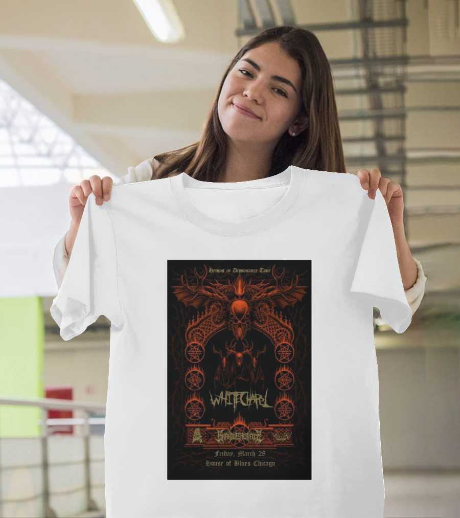 Whitechapel Chicago House of Blues March 28 2025 Amon Amarth Venom Prison Hermas in Dissonance Tour T-Shirt