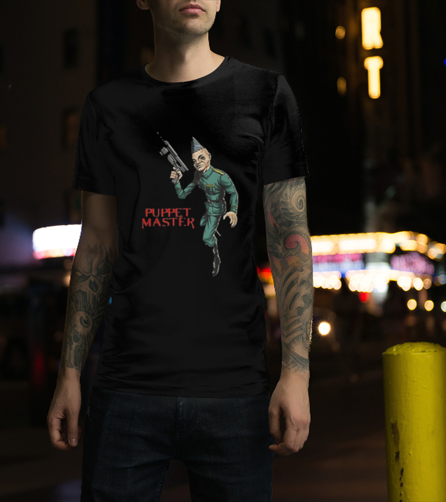 Bull Airs Puppet Master Character With Gun T-Shirt