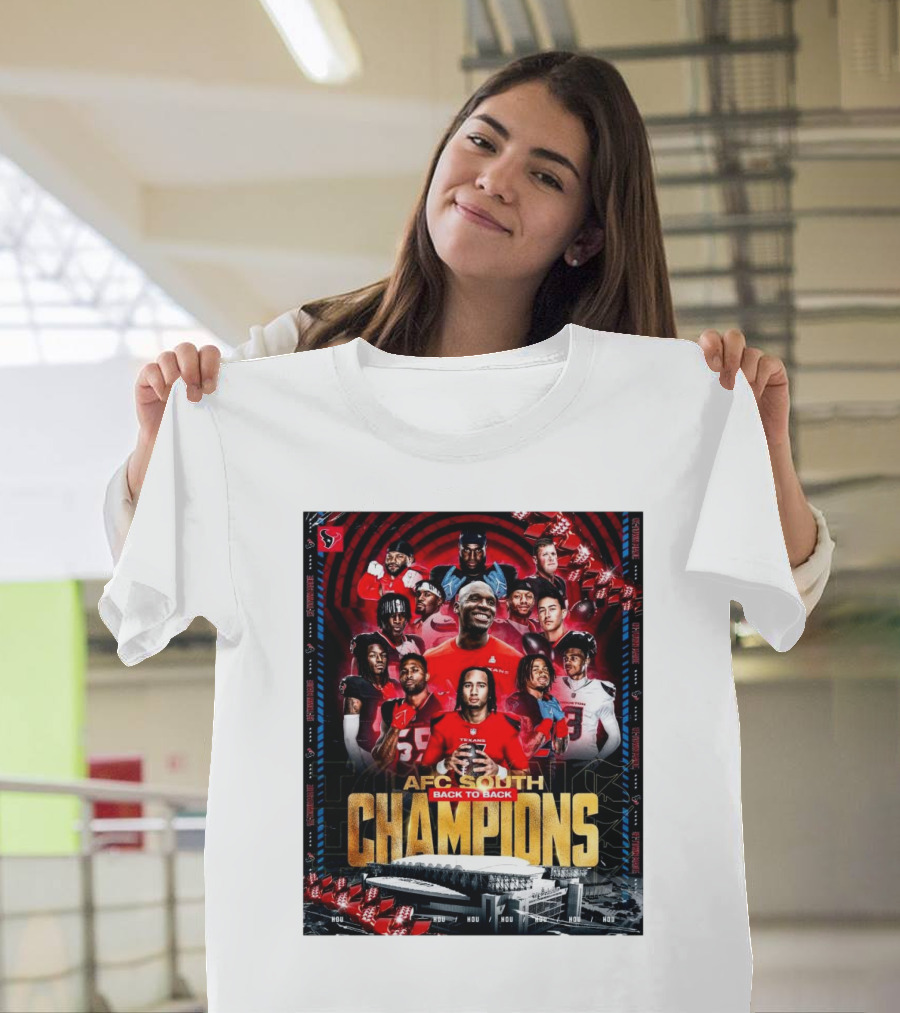 AFC South Back to Back Champions 2024 Houston Texans T-Shirt