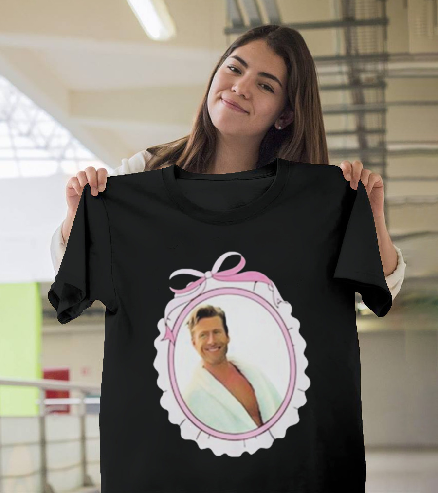 Cherrydaze Glen Powell Pink Ribbon Scalloped Frame T-Shirt