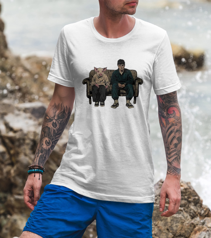 RenMakes Ren Couch Pig Painting Sitting Together T-Shirt