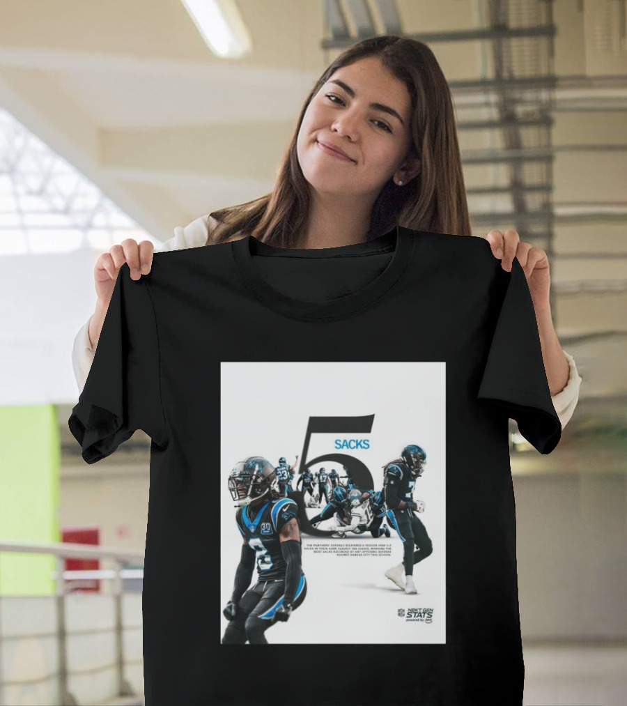 Carolina Panthers NFL Defense 5 Sacks Chiefs Game Next Gen Stats T-Shirt