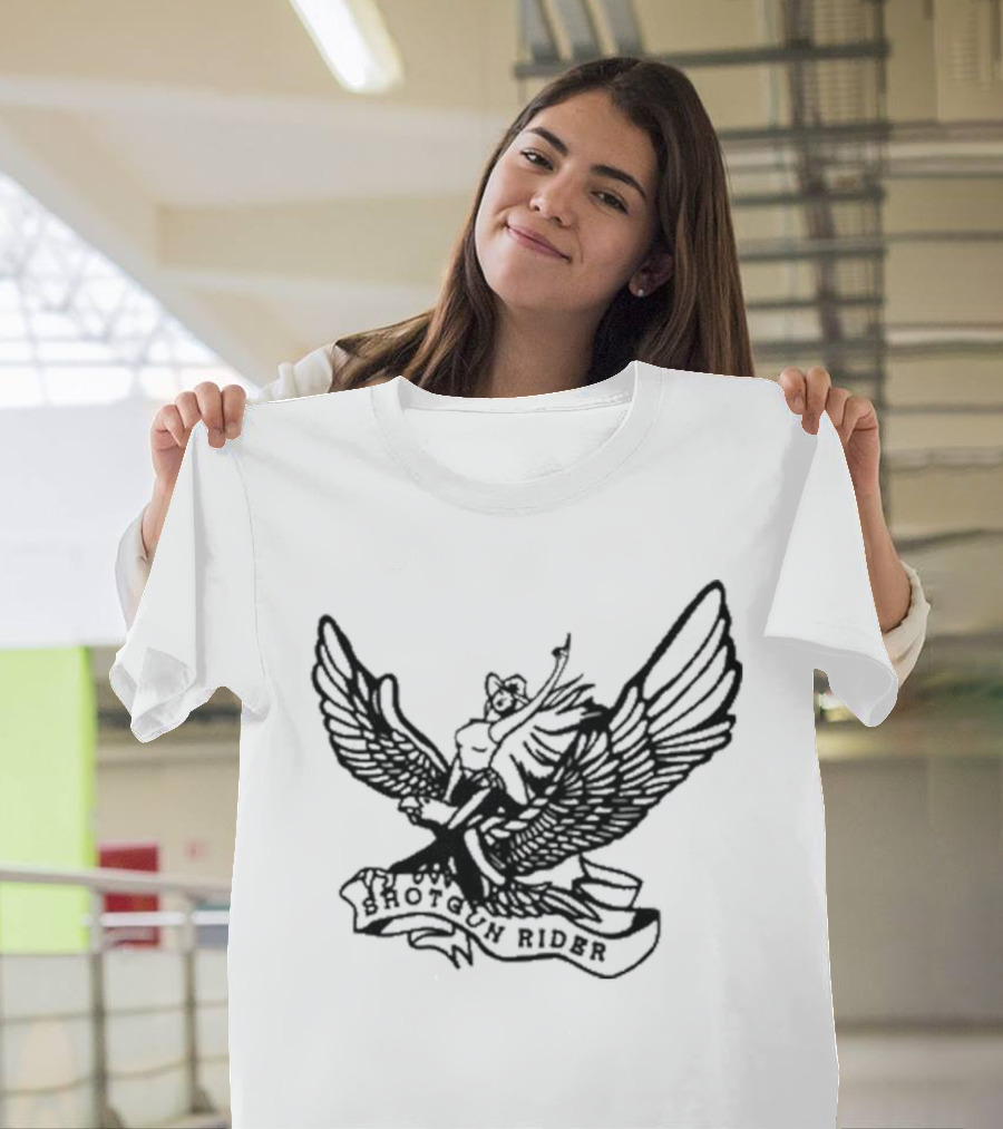 Shotgun Rider Eagle Motorcyclist Banner T-Shirt