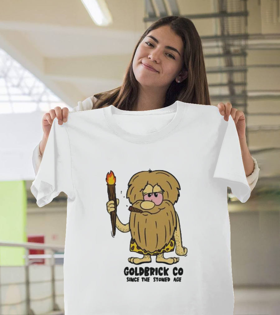 Goldbrick Co Since The Stoned Age Caveman With Torch And Cigar T-Shirt